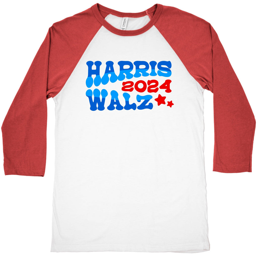 Harris Walz 2024 Retro Text Baseball Tee Unisex