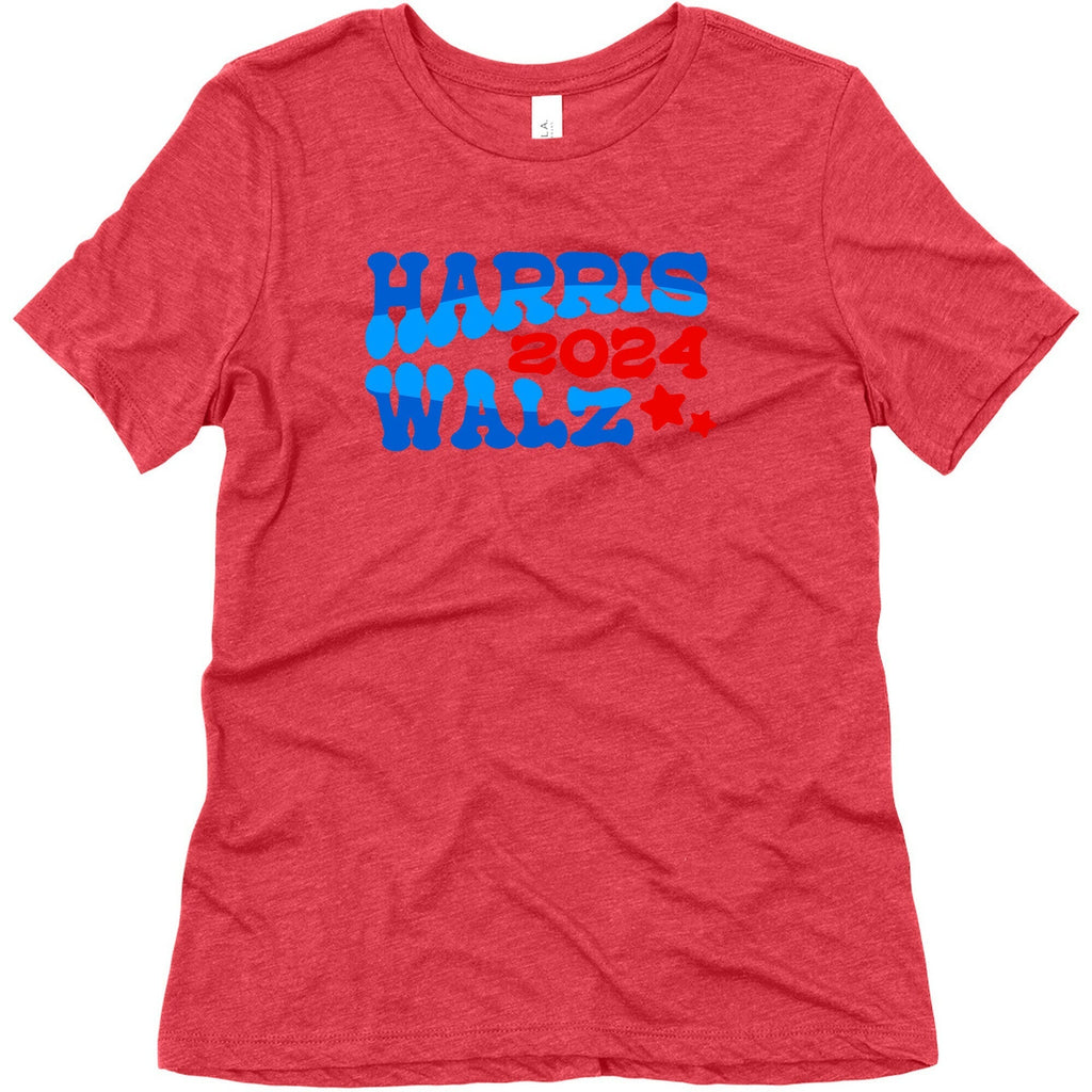 Harris Walz 2024 Retro Text Womens Triblend Tee Unisex