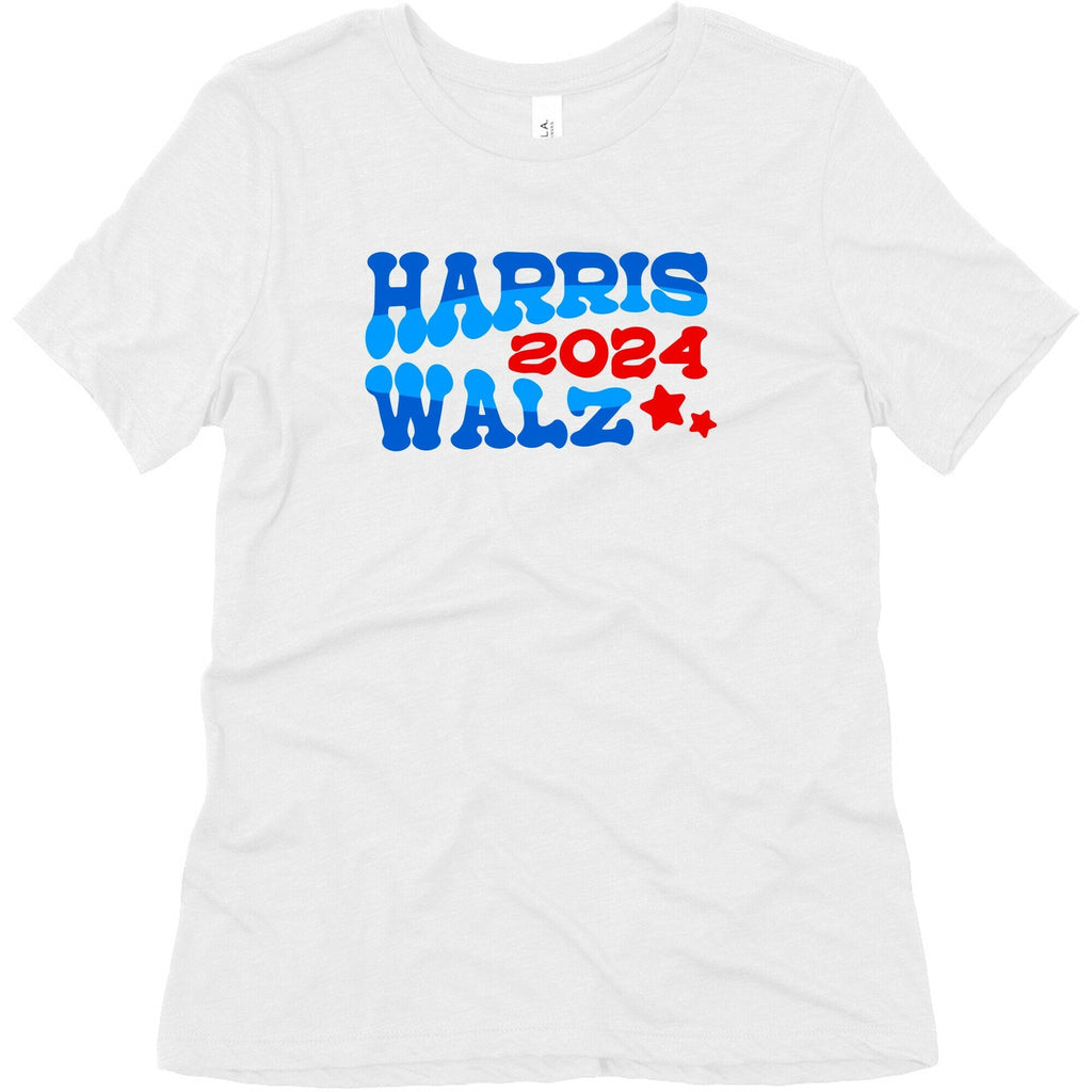Harris Walz 2024 Retro Text Womens Triblend Tee Unisex