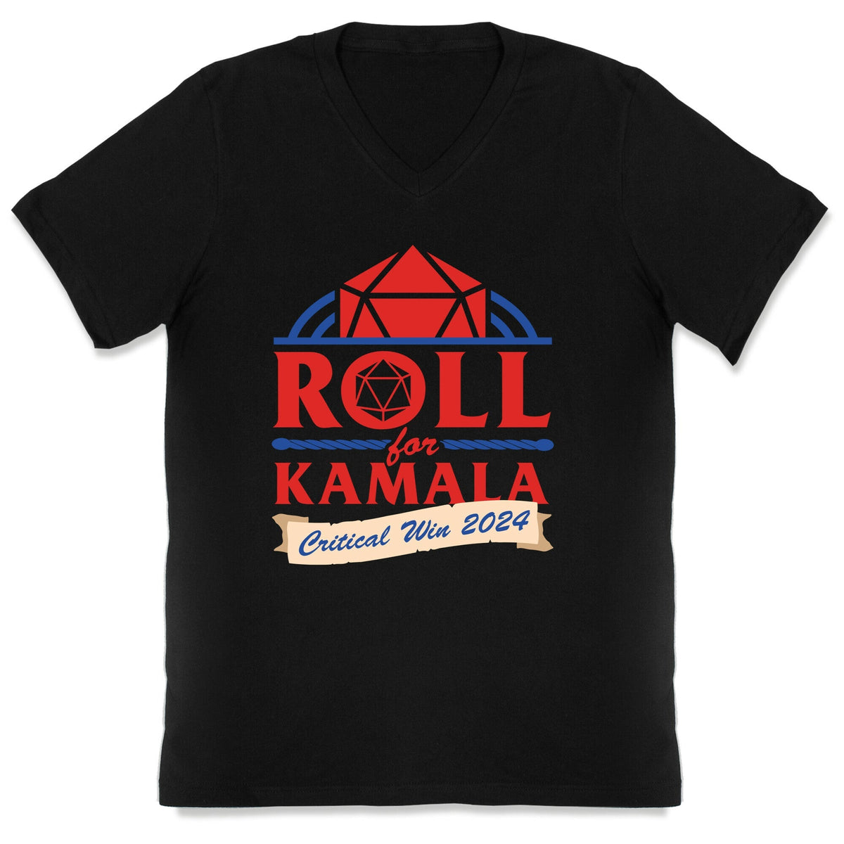 Roll for Kamala: Critical Win 2024 V-Neck Unisex