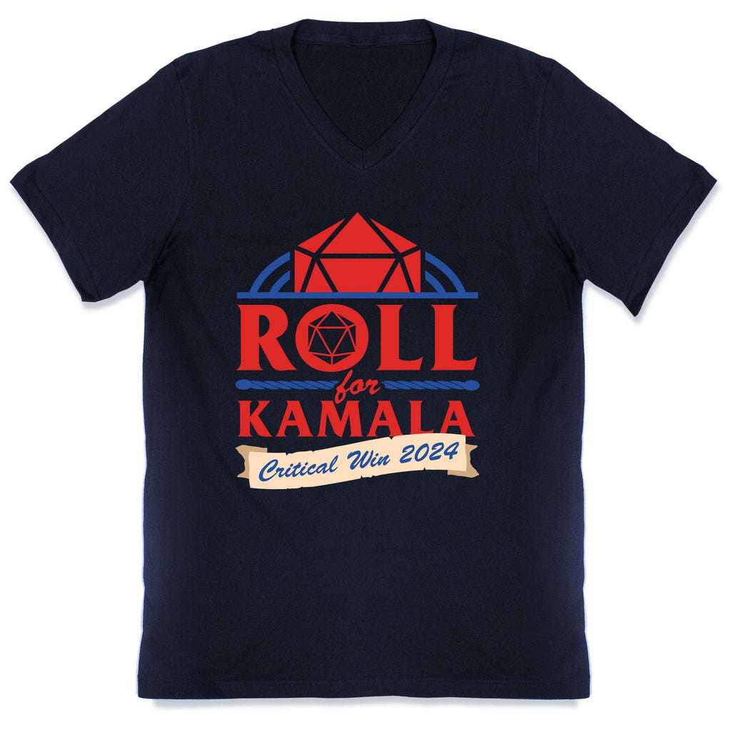 Roll for Kamala: Critical Win 2024 V-Neck Unisex