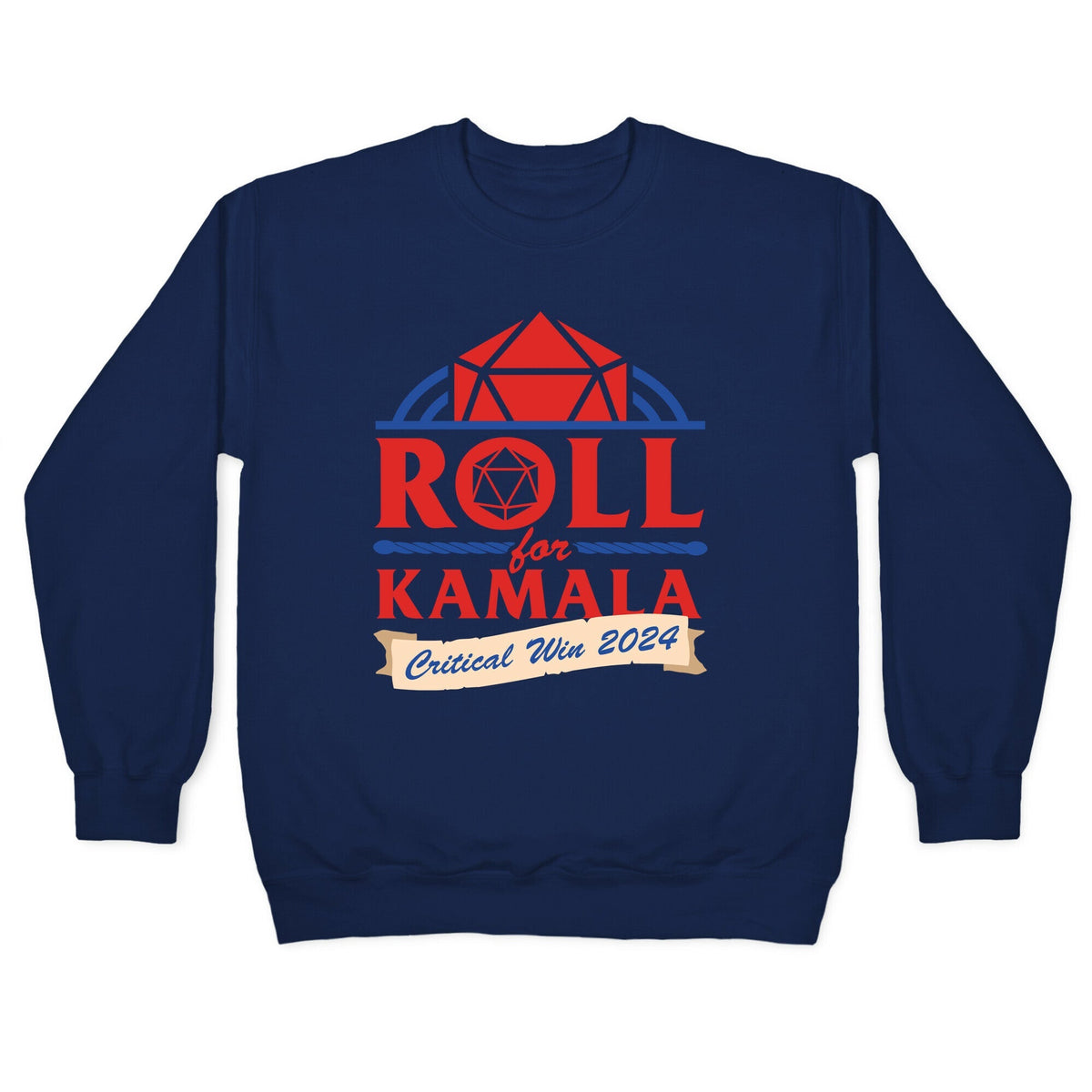 Roll for Kamala: Critical Win 2024 Crewneck Unisex