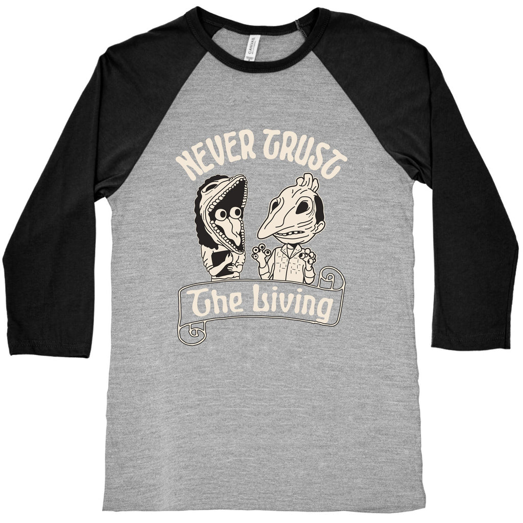 Beetlejuice Never Trust The Living Baseball Tee Unisex