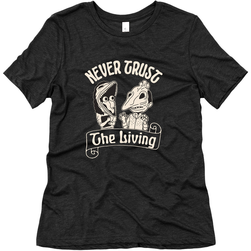 Beetlejuice Never Trust The Living Womens Triblend Tee Unisex