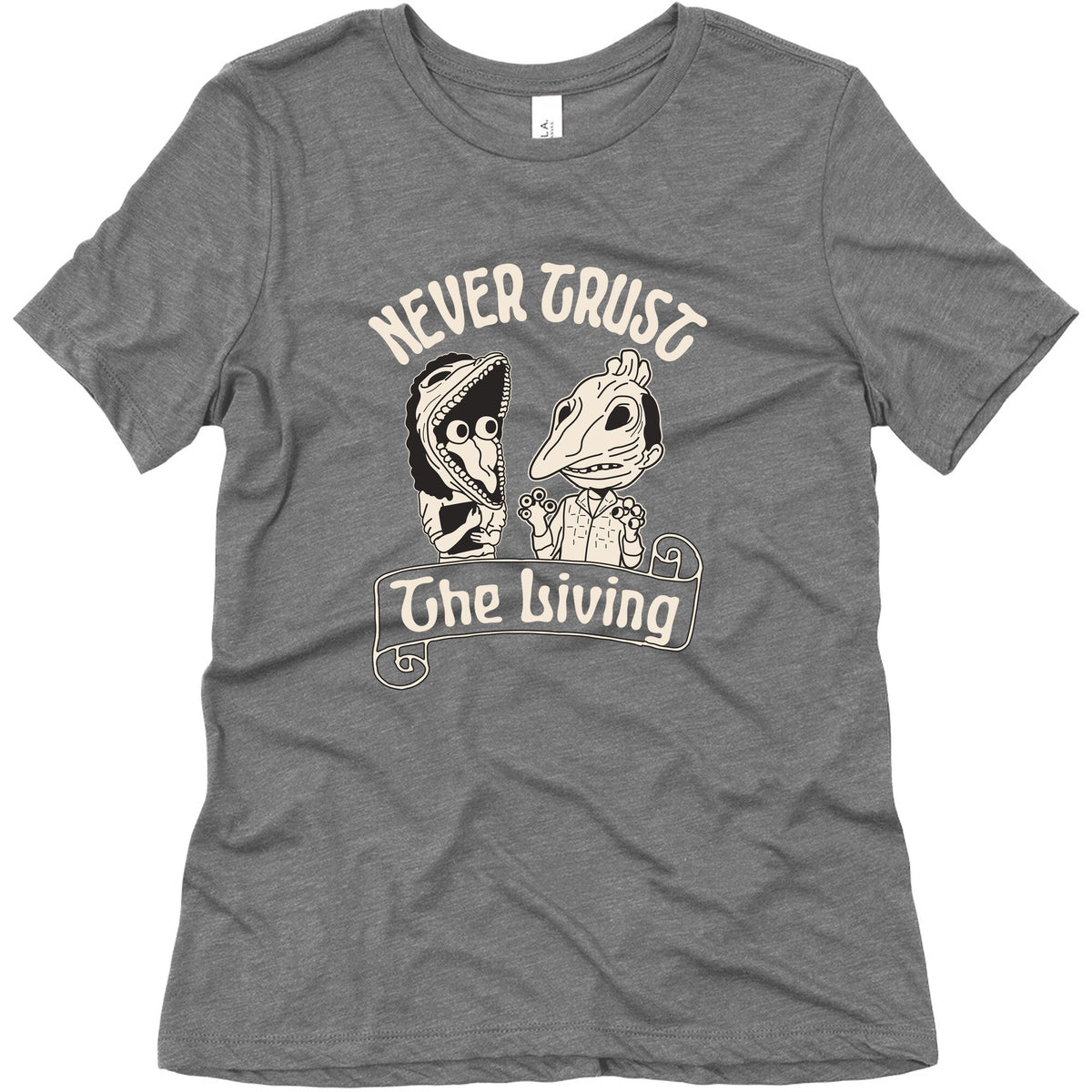 Beetlejuice Never Trust The Living Womens Triblend Tee Unisex