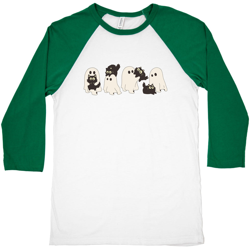 Cute Ghost Cats Baseball Tee Unisex