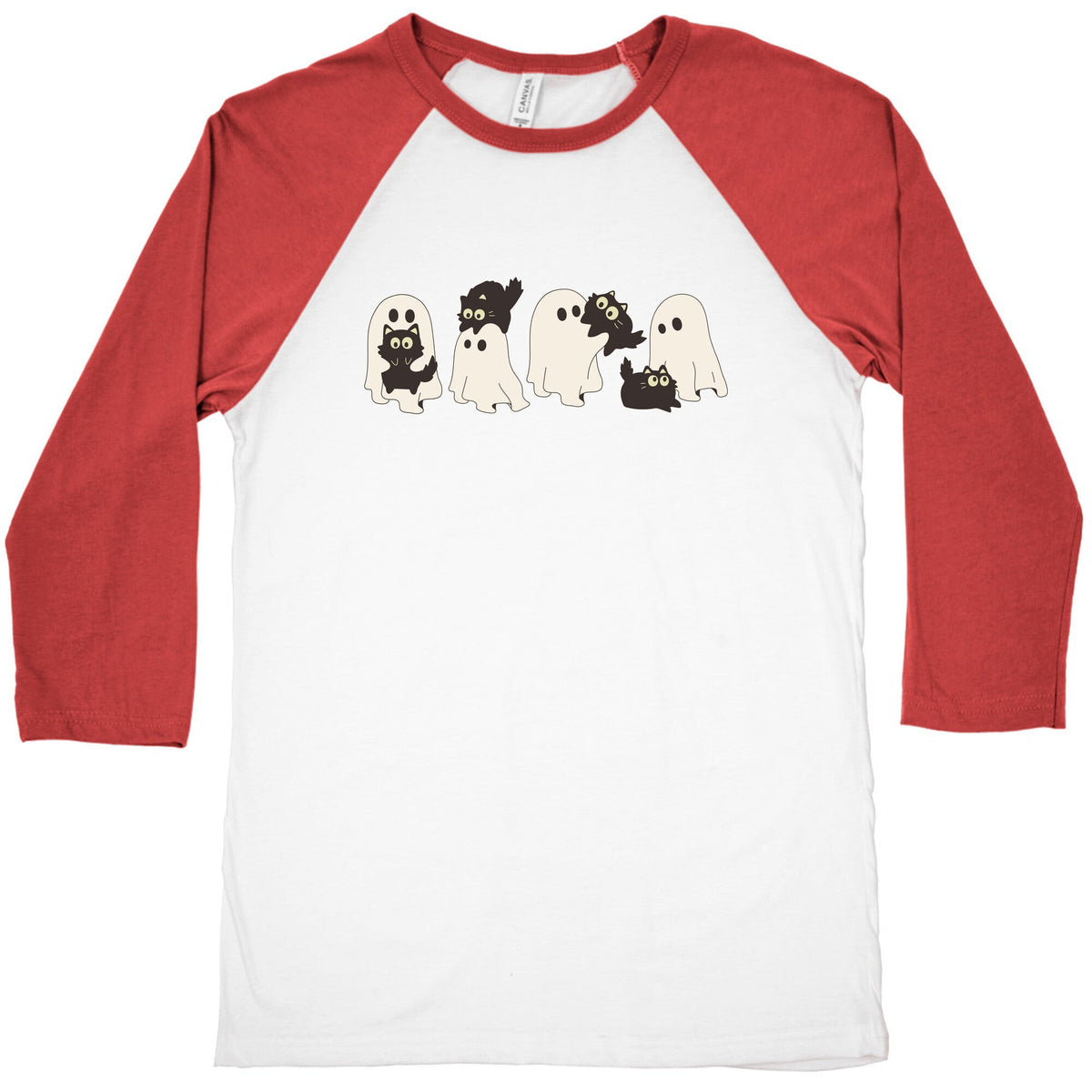 Cute Ghost Cats Baseball Tee Unisex