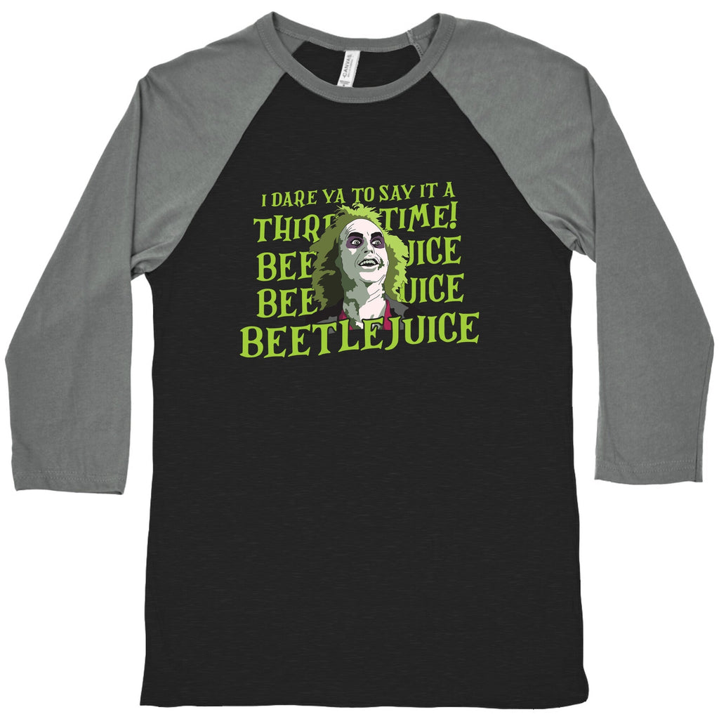 Beetlejuice I Dare Ya Baseball Tee Unisex