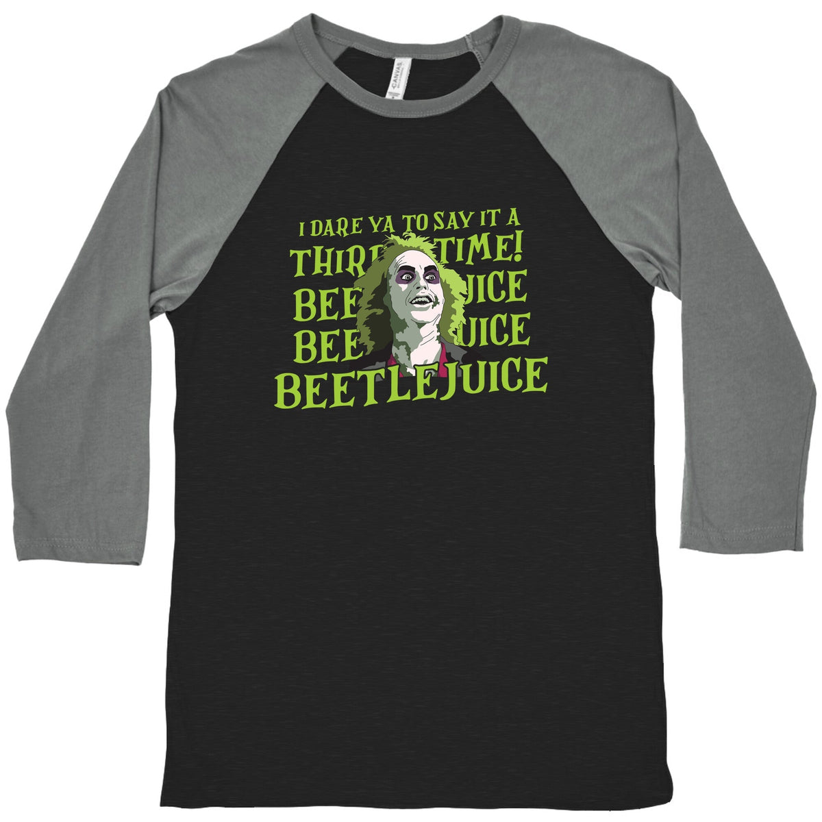 Beetlejuice I Dare Ya Baseball Tee Unisex