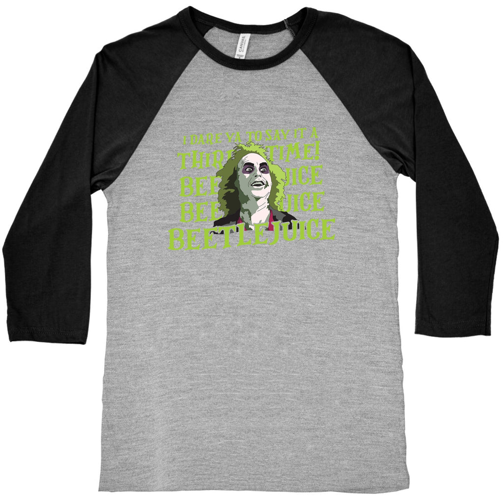 Beetlejuice I Dare Ya Baseball Tee Unisex