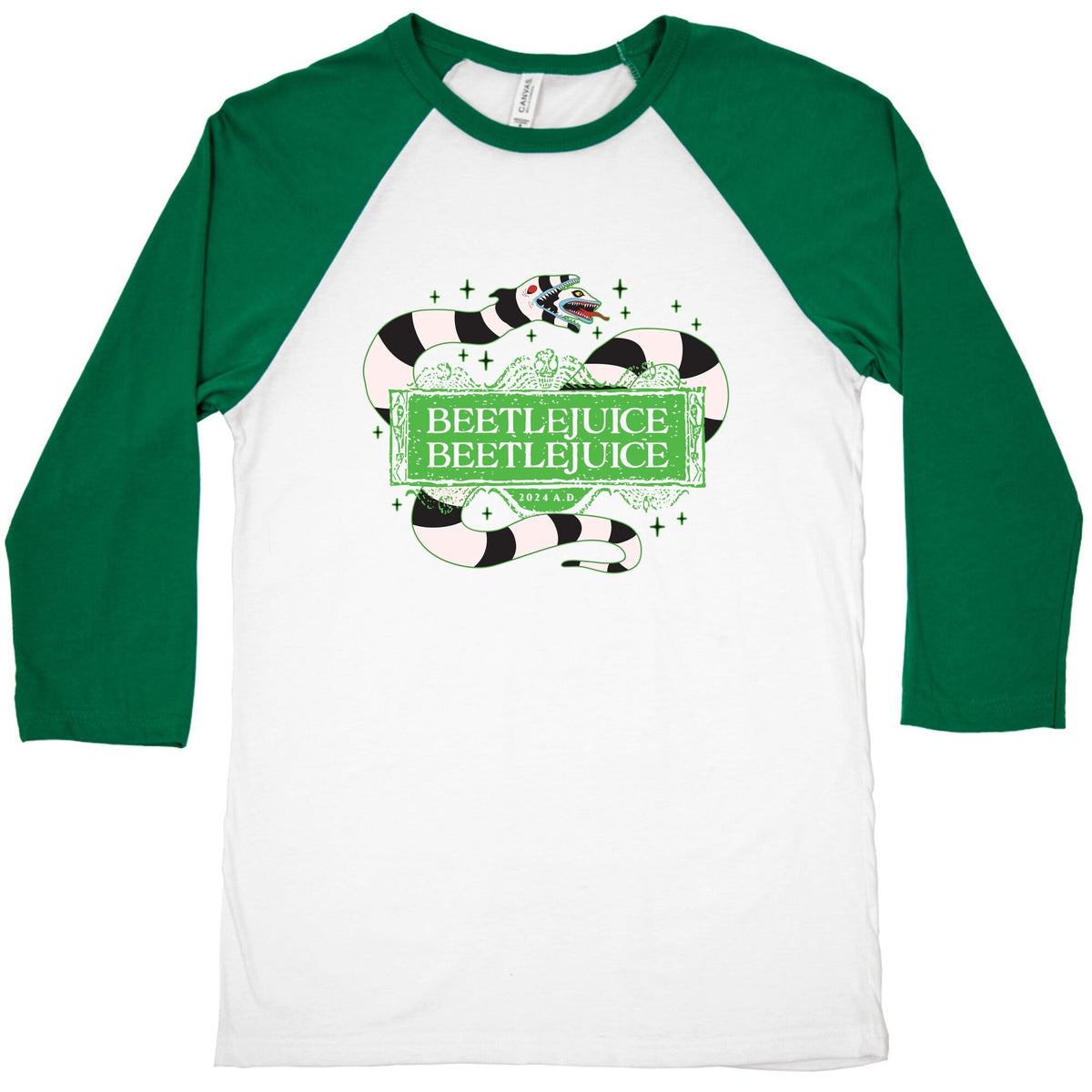 Beetlejuice Beetlejuice 2024 AD Baseball Tee Unisex