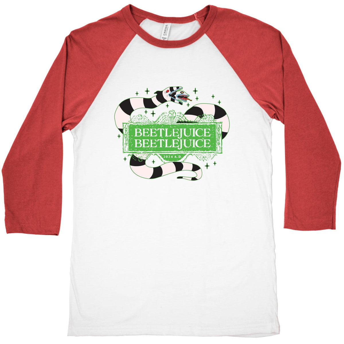 Beetlejuice Beetlejuice 2024 AD Baseball Tee Unisex