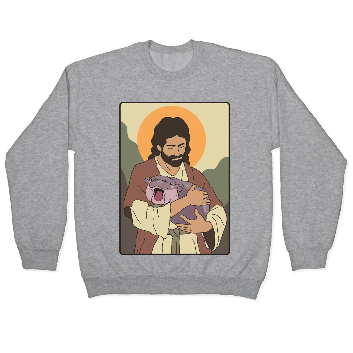 Moo Deng Jesus Crewneck Unisex
