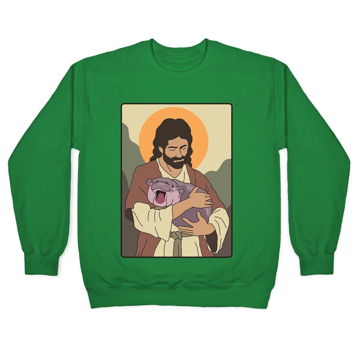 Moo Deng Jesus Crewneck Unisex