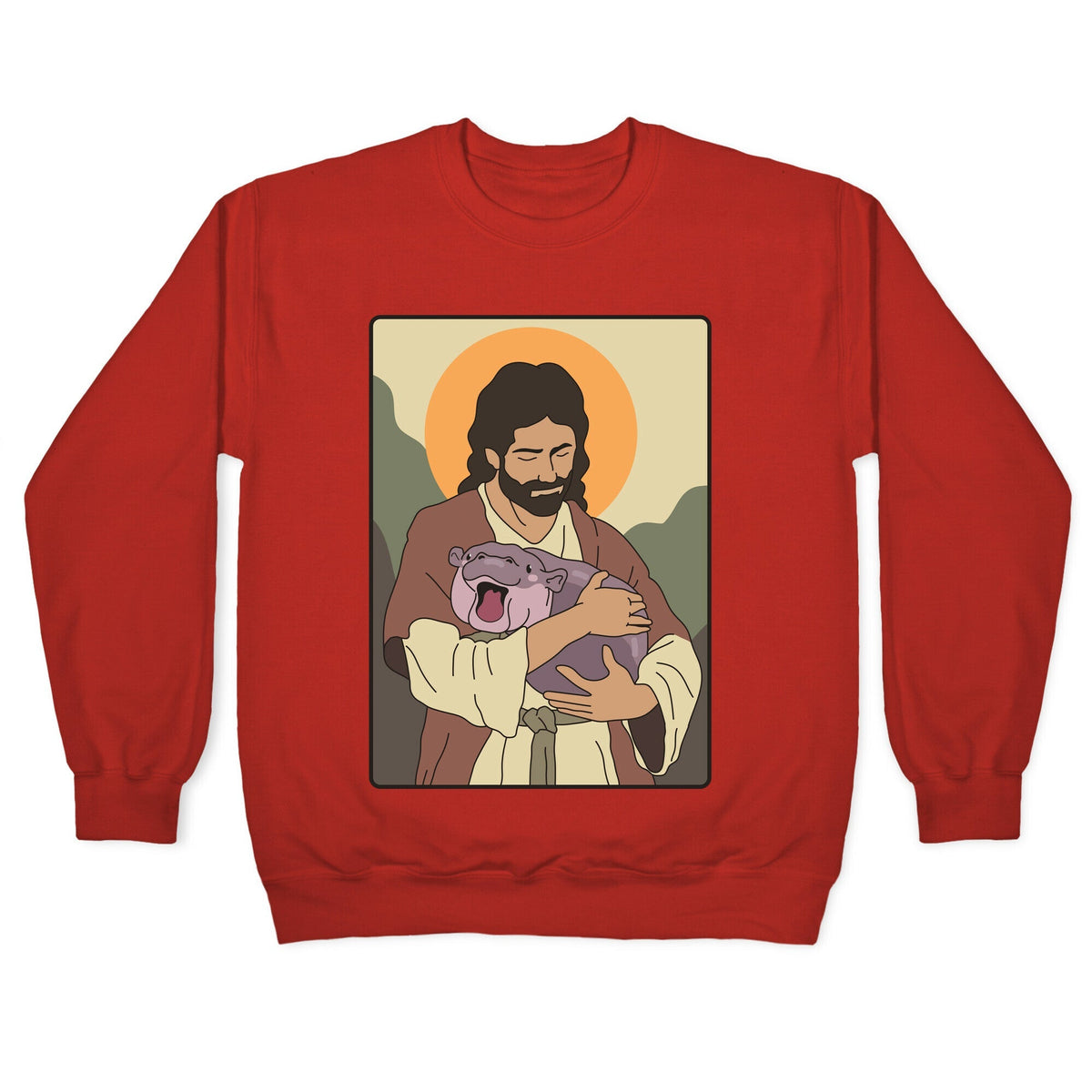 Moo Deng Jesus Crewneck Unisex