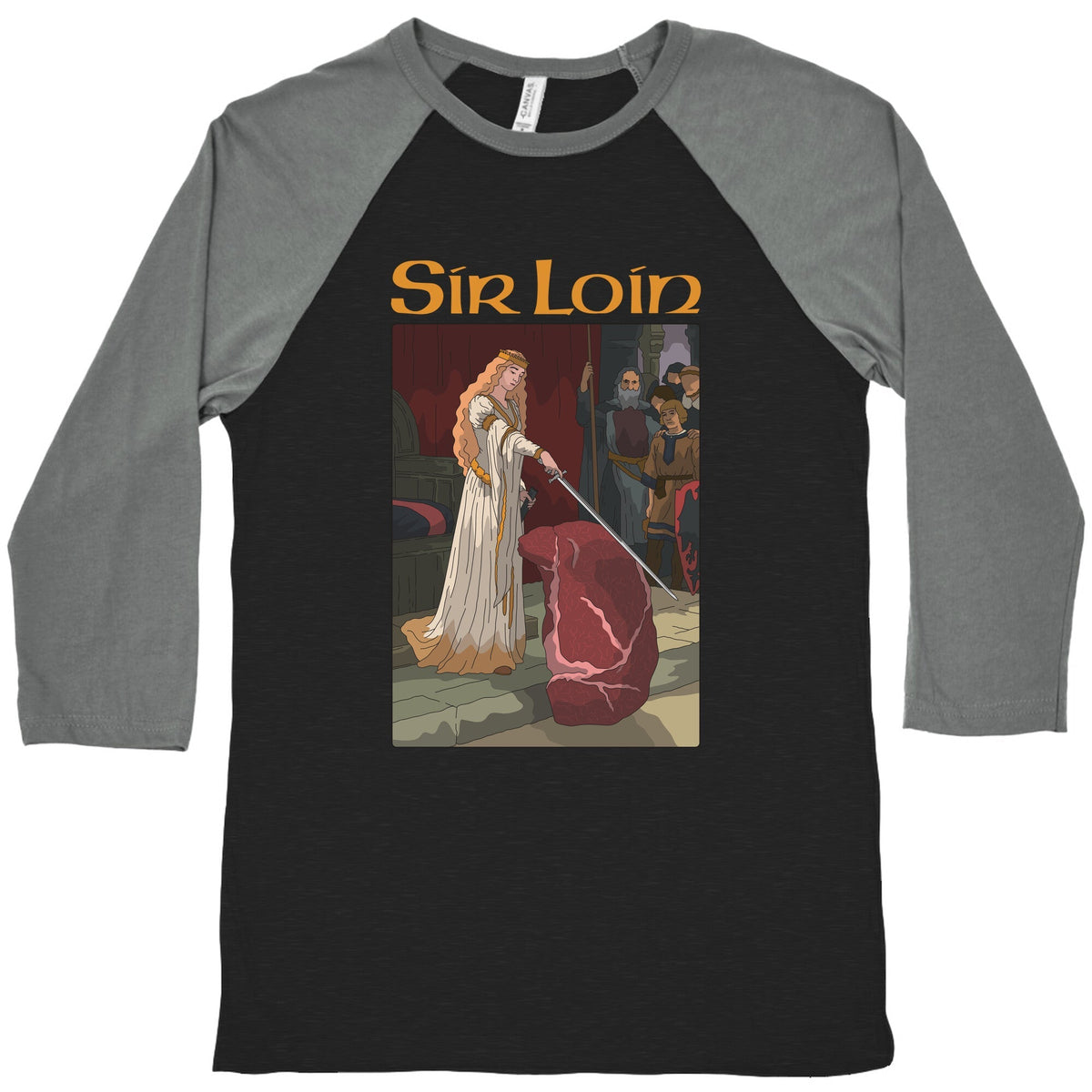 Sir Loin Steak Meme Cartoon Baseball Tee Unisex