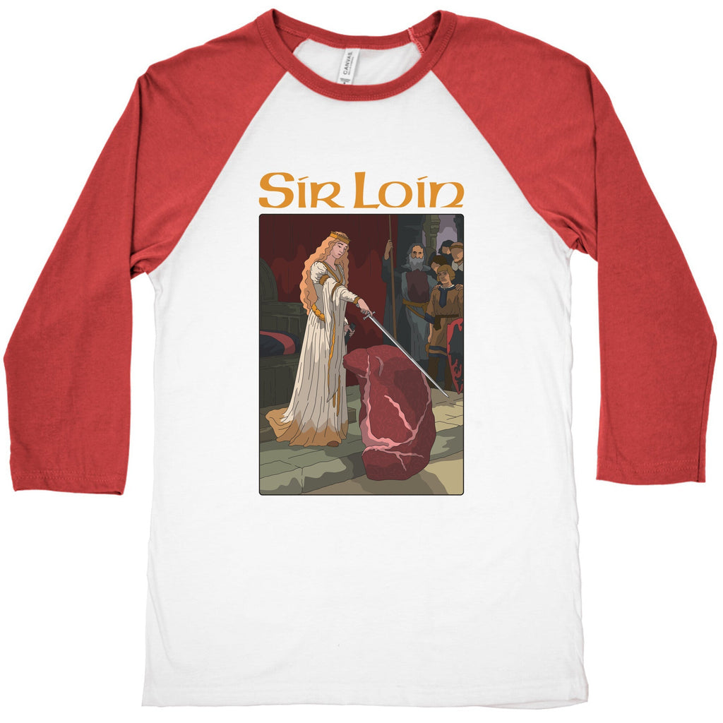 Sir Loin Steak Meme Cartoon Baseball Tee Unisex