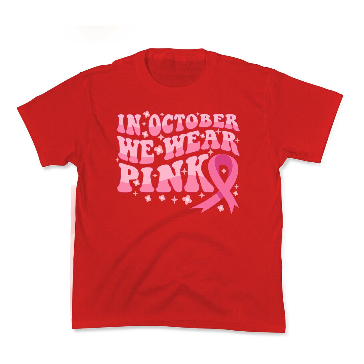 In October We Wear Pink Breast Cancer Awareness Kids Tee Unisex