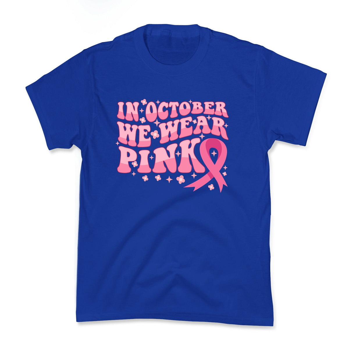 In October We Wear Pink Breast Cancer Awareness Kids Tee Unisex