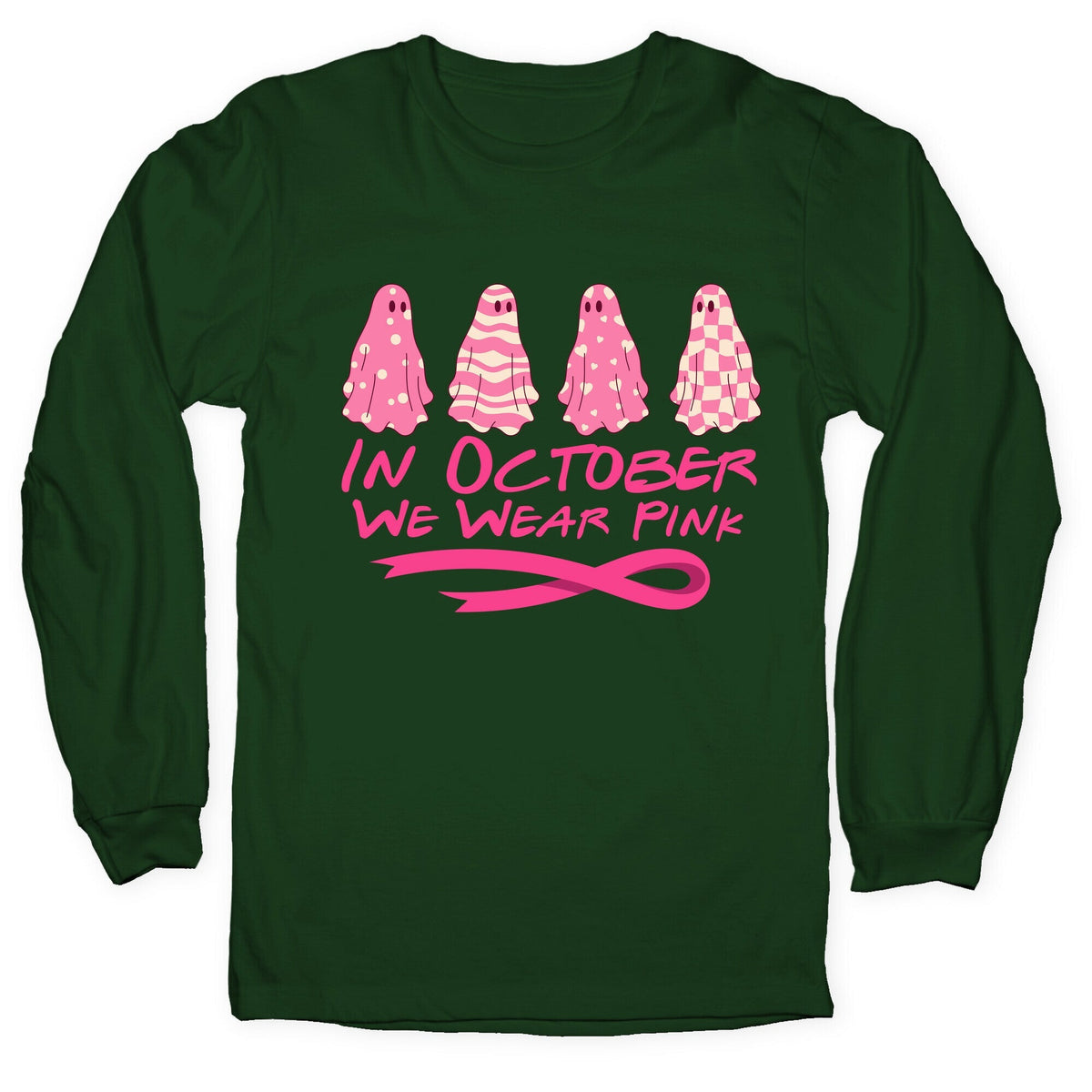 Ghost October Breast Cancer Awareness Longsleeve Tee Unisex