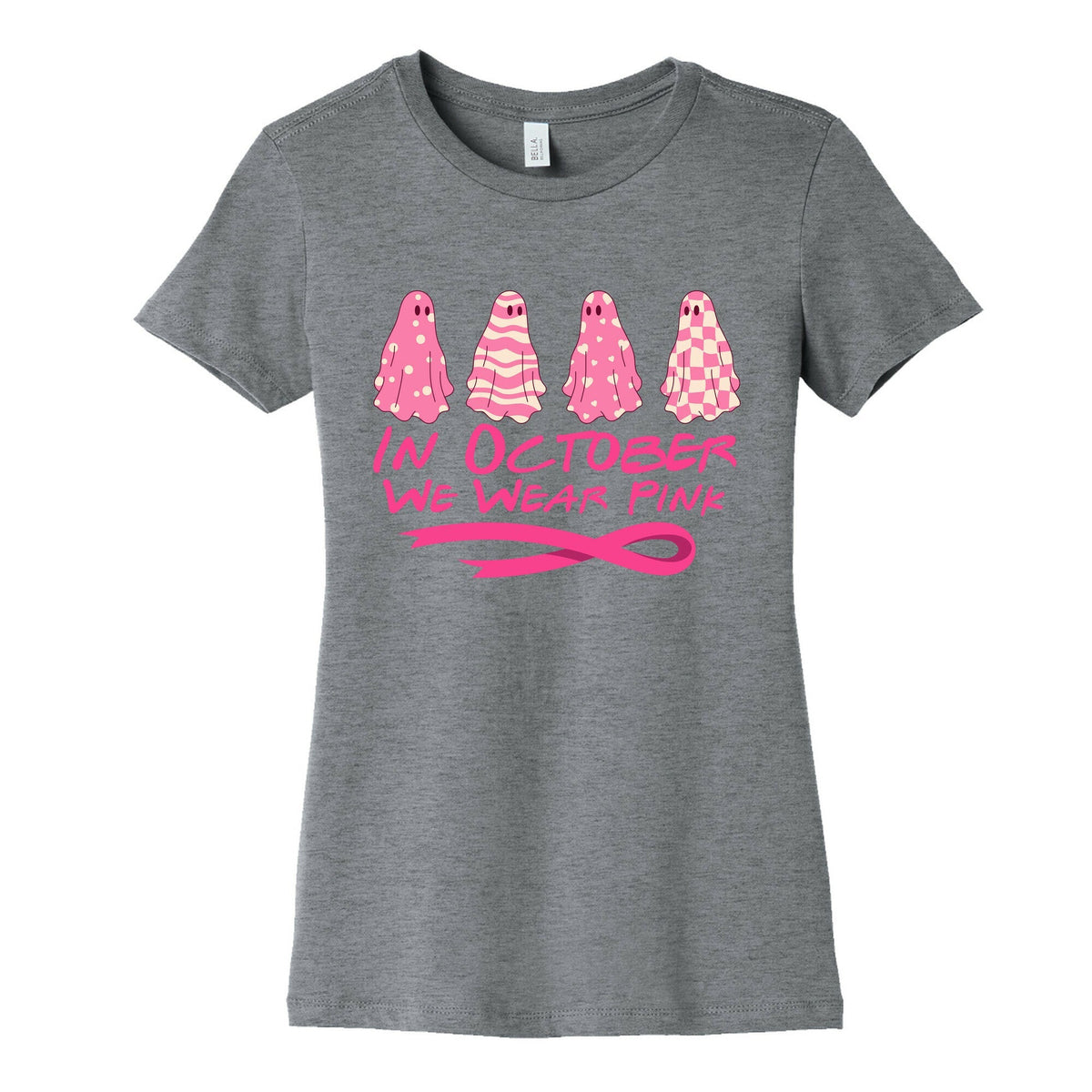 Ghost October Breast Cancer Awareness Womens Cotton Tee Unisex