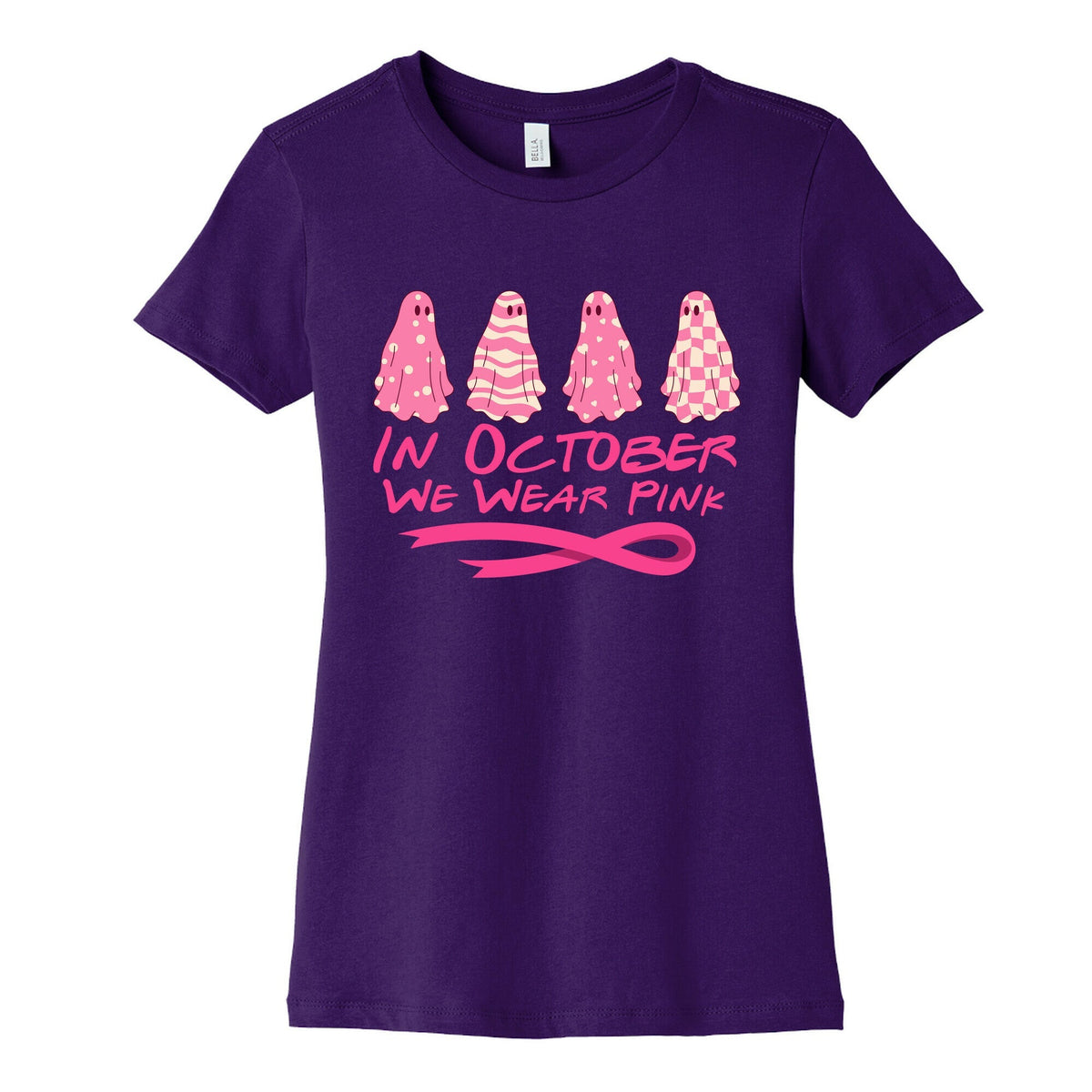 Ghost October Breast Cancer Awareness Womens Cotton Tee Unisex