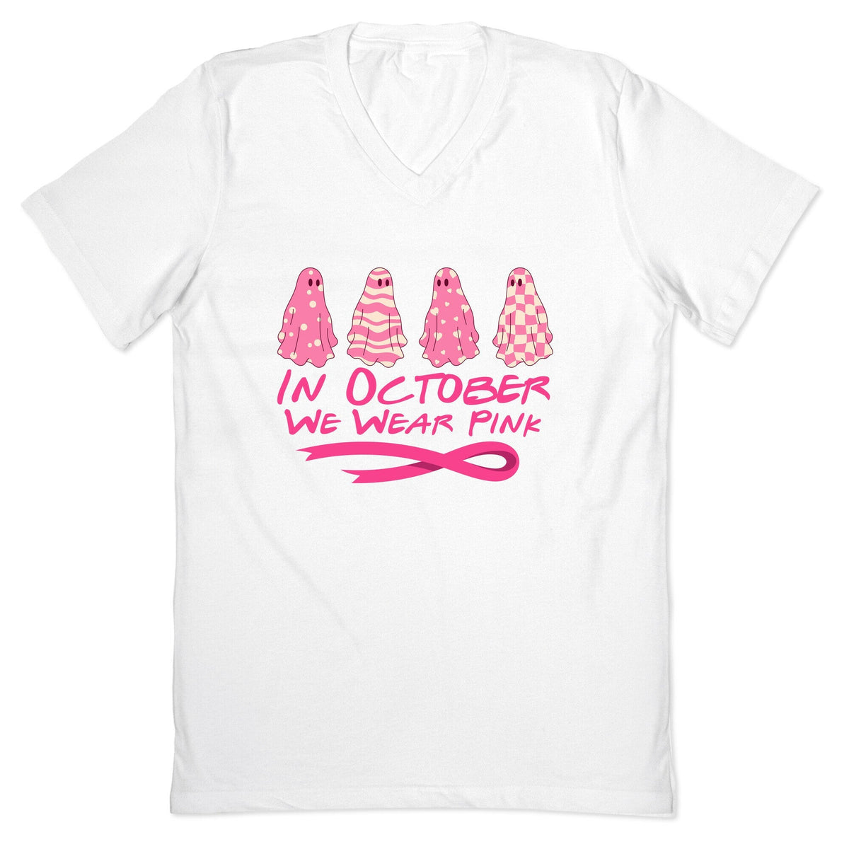 Ghost October Breast Cancer Awareness V-Neck Unisex