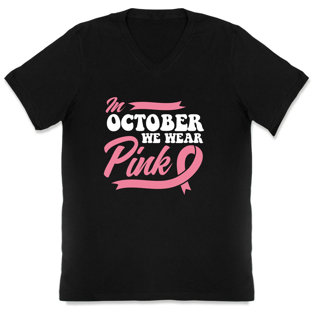 October Pink Breast Cancer Awareness V-Neck Unisex