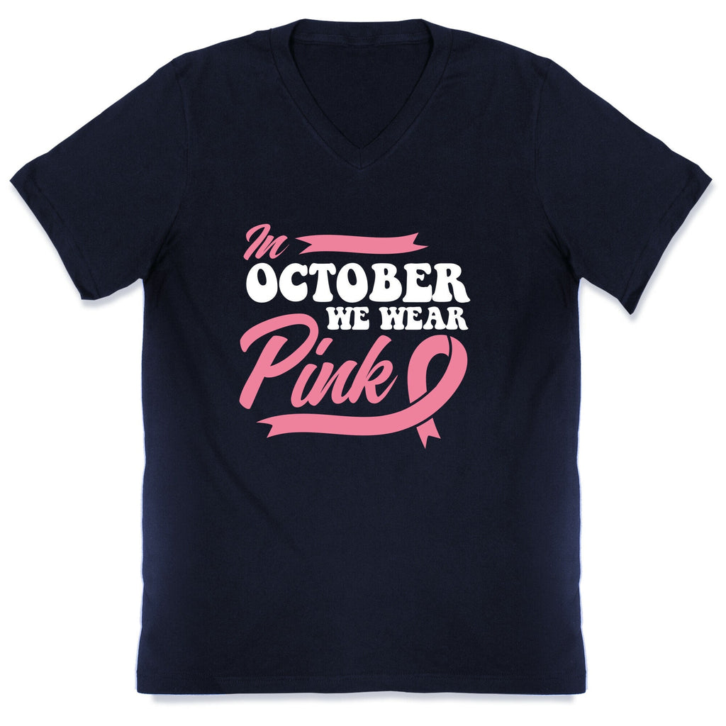 October Pink Breast Cancer Awareness V-Neck Unisex