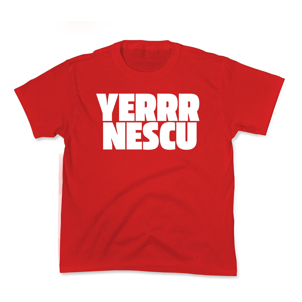 Yerrr Nescu White Text Kids Tee Unisex