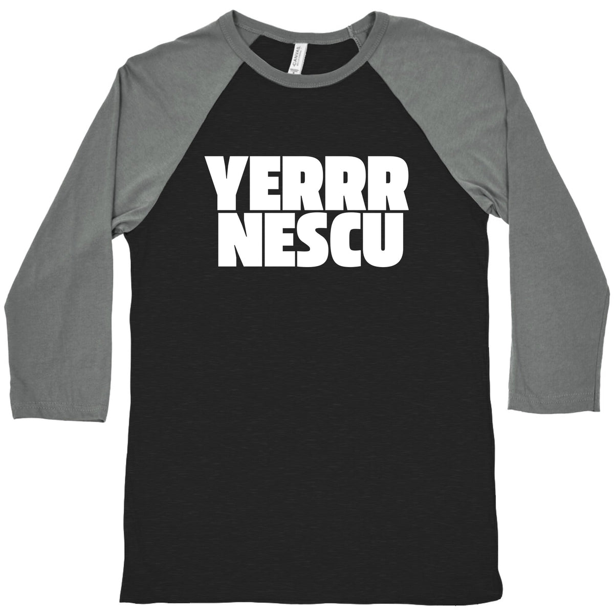 Yerrr Nescu White Text Baseball Tee Unisex