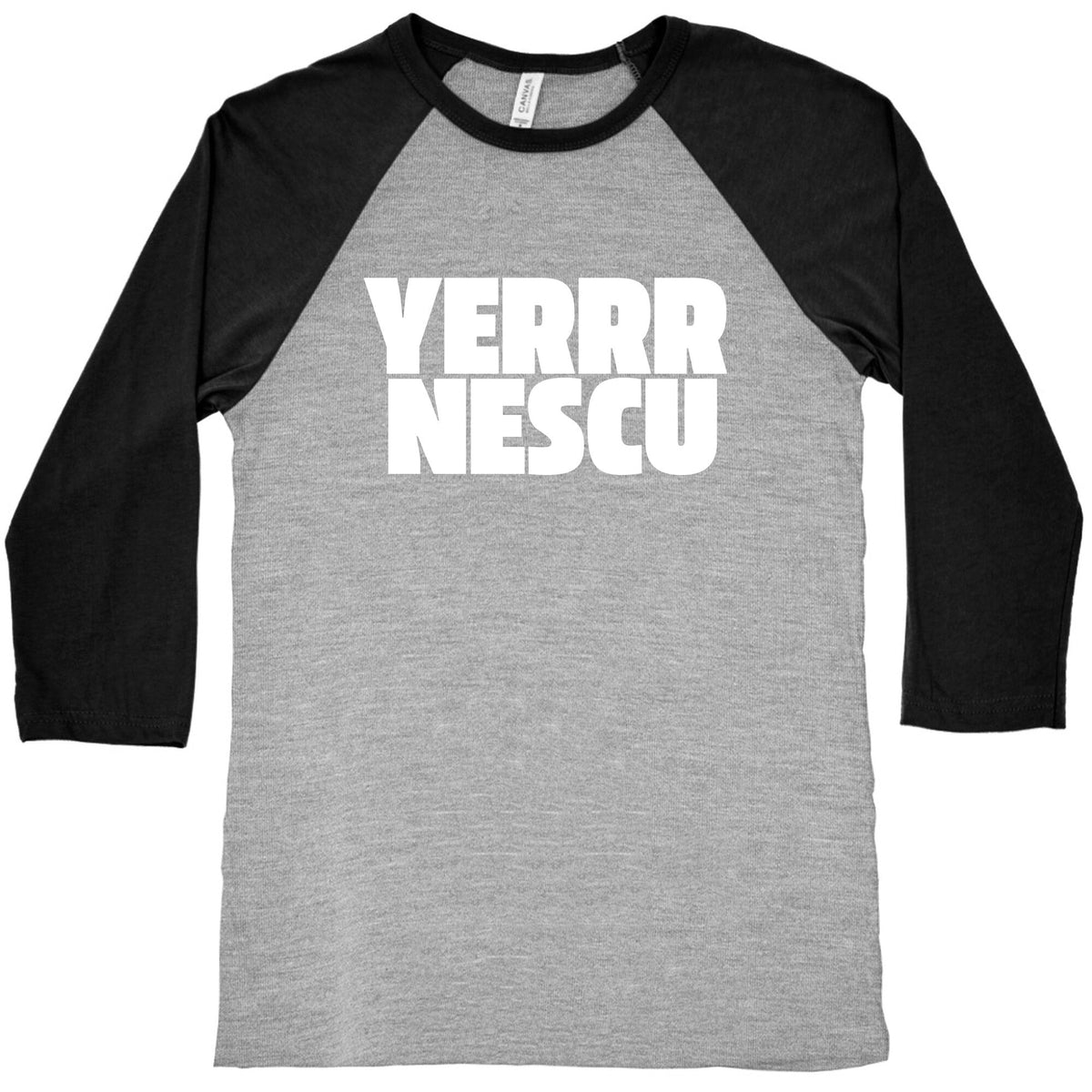 Yerrr Nescu White Text Baseball Tee Unisex