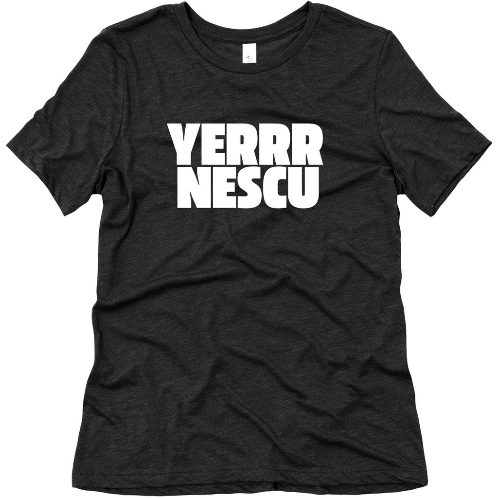 Yerrr Nescu White Text Womens Triblend Tee Unisex
