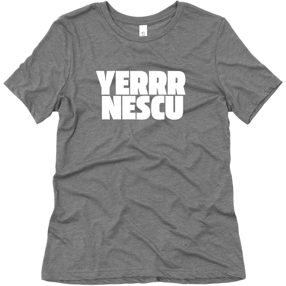 Yerrr Nescu White Text Womens Triblend Tee Unisex