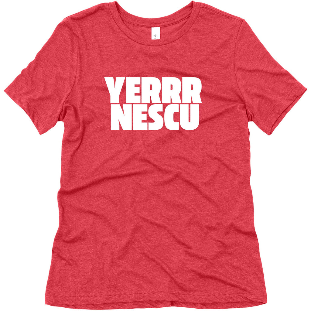 Yerrr Nescu White Text Womens Triblend Tee Unisex