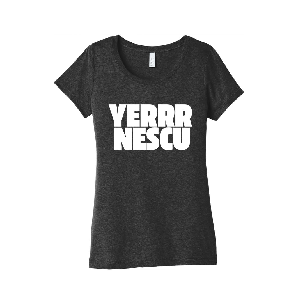 Yerrr Nescu White Text Womens Triblend Tee Unisex
