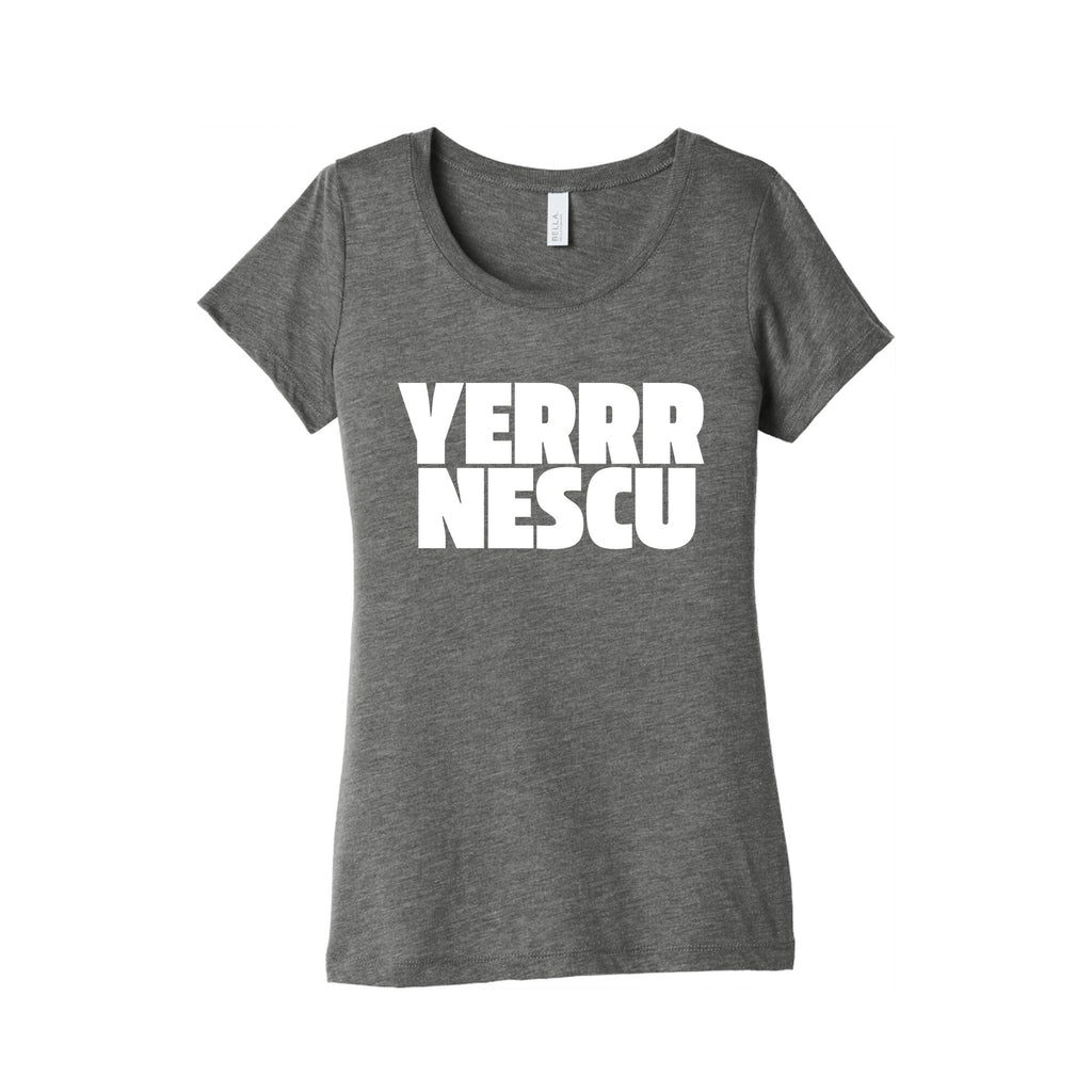 Yerrr Nescu White Text Womens Triblend Tee Unisex