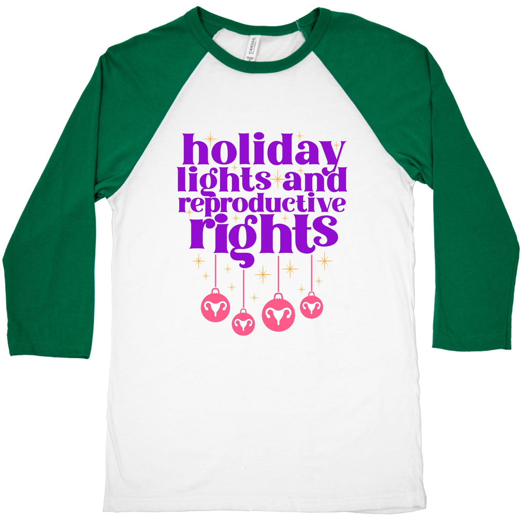 Holiday Lights & Reproductive Rights Baseball Tee Unisex