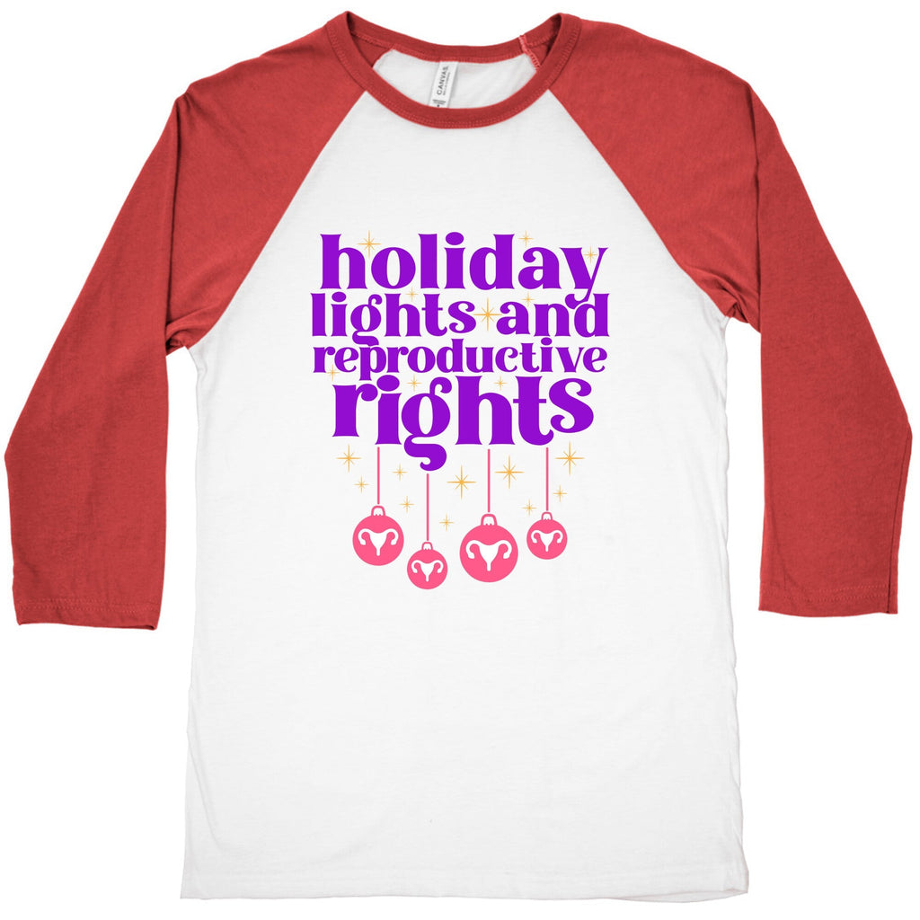 Holiday Lights & Reproductive Rights Baseball Tee Unisex