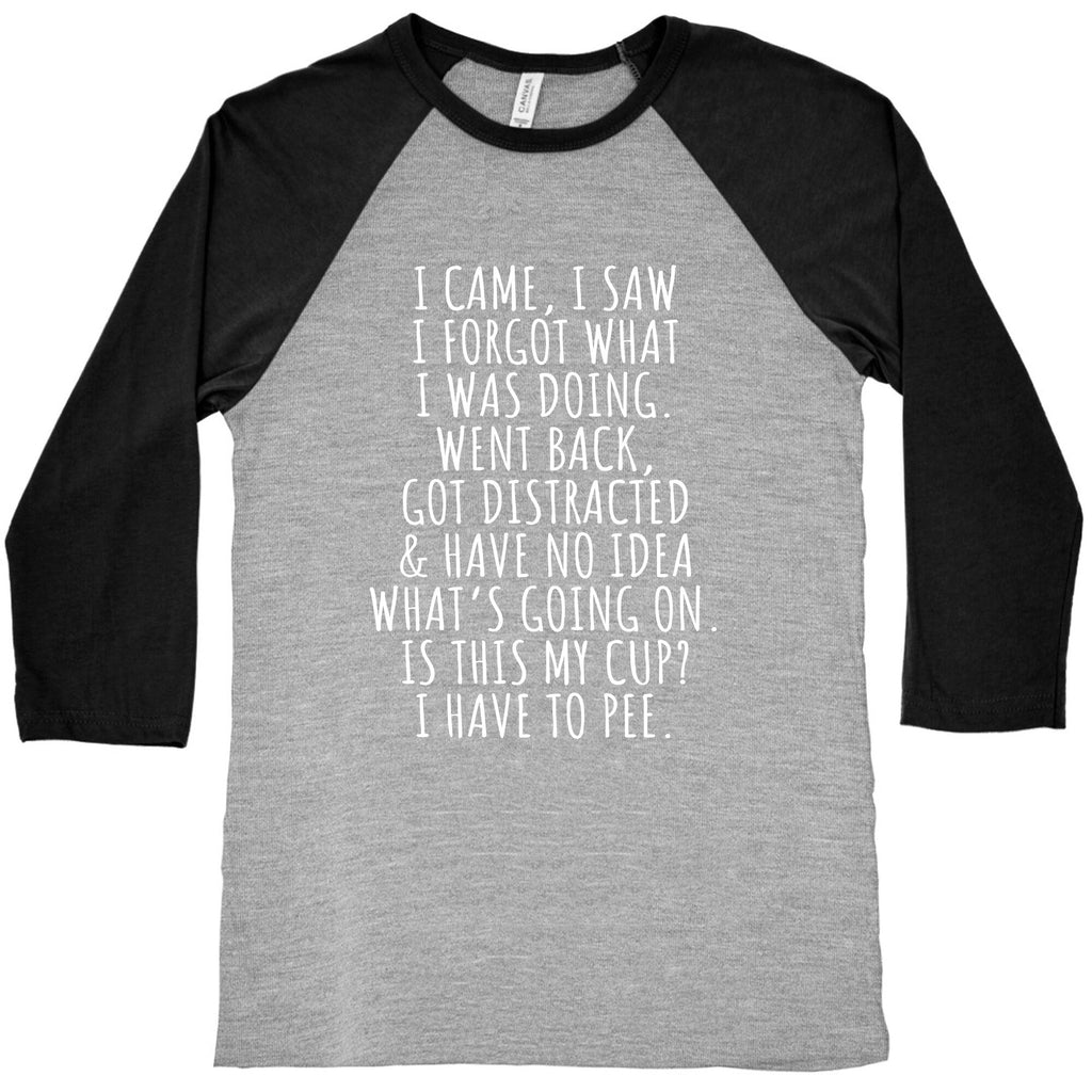 I Came I Saw I Forgot What I Was Doing Baseball Tee Unisex