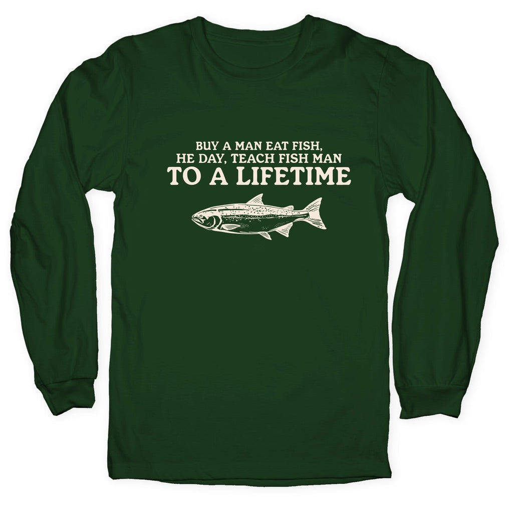 Buy A Man Eat Fish Longsleeve Tee Unisex