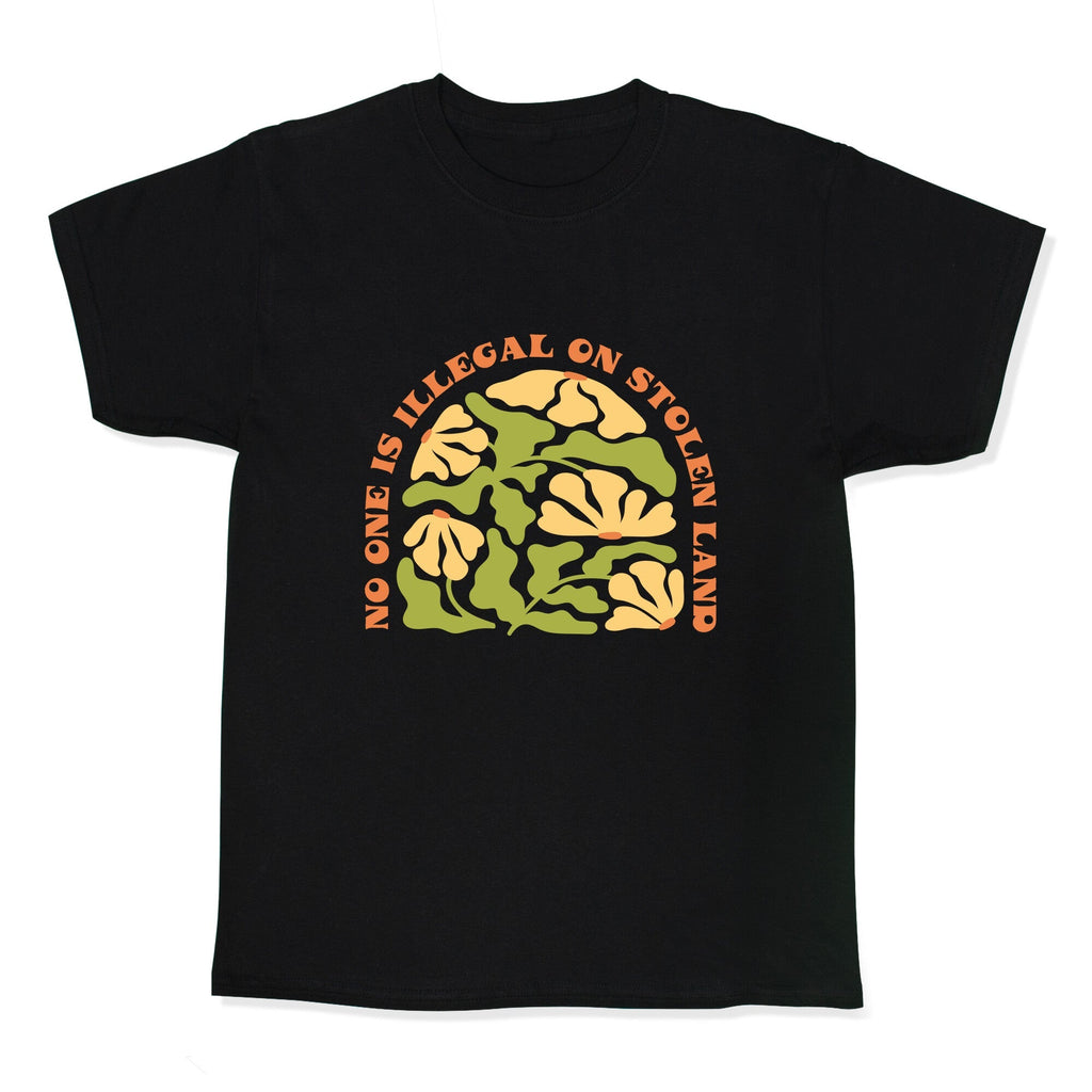 No One Is Illegal On Stolen Land Floral Kids Tee Unisex