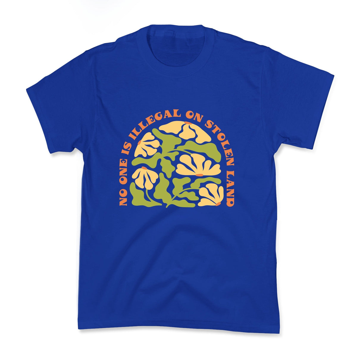 No One Is Illegal On Stolen Land Floral Kids Tee Unisex