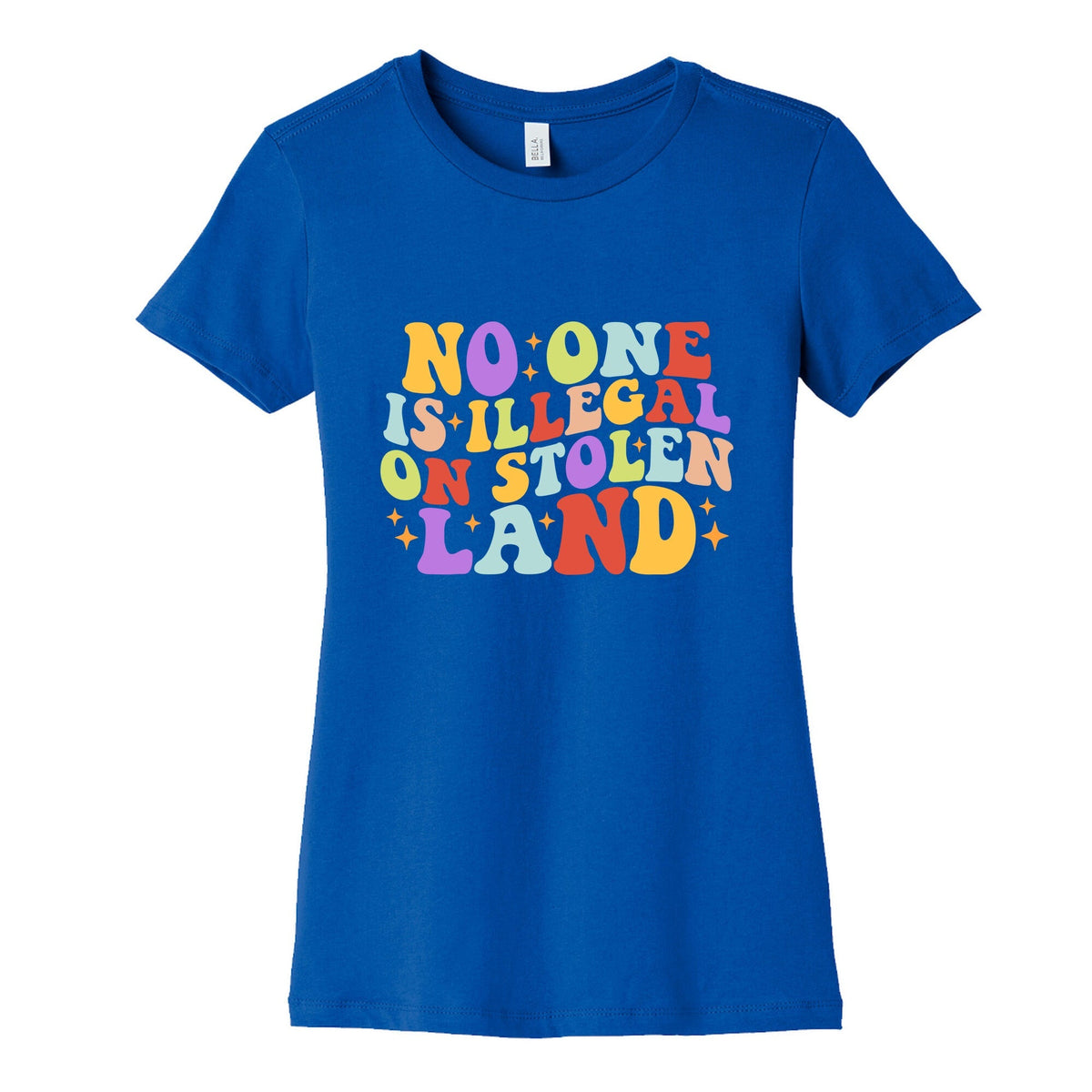 No One Is Illegal On Stolen Land Retro Womens Cotton Tee Unisex
