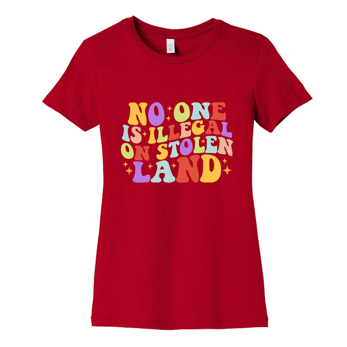 No One Is Illegal On Stolen Land Retro Womens Cotton Tee Unisex