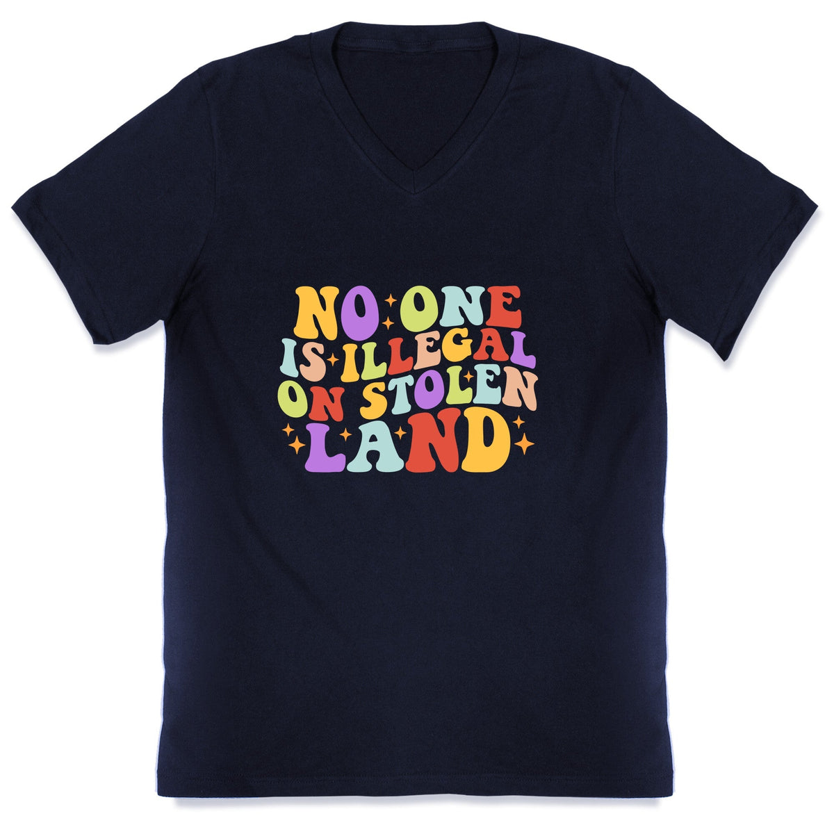 No One Is Illegal On Stolen Land Retro V-Neck Unisex