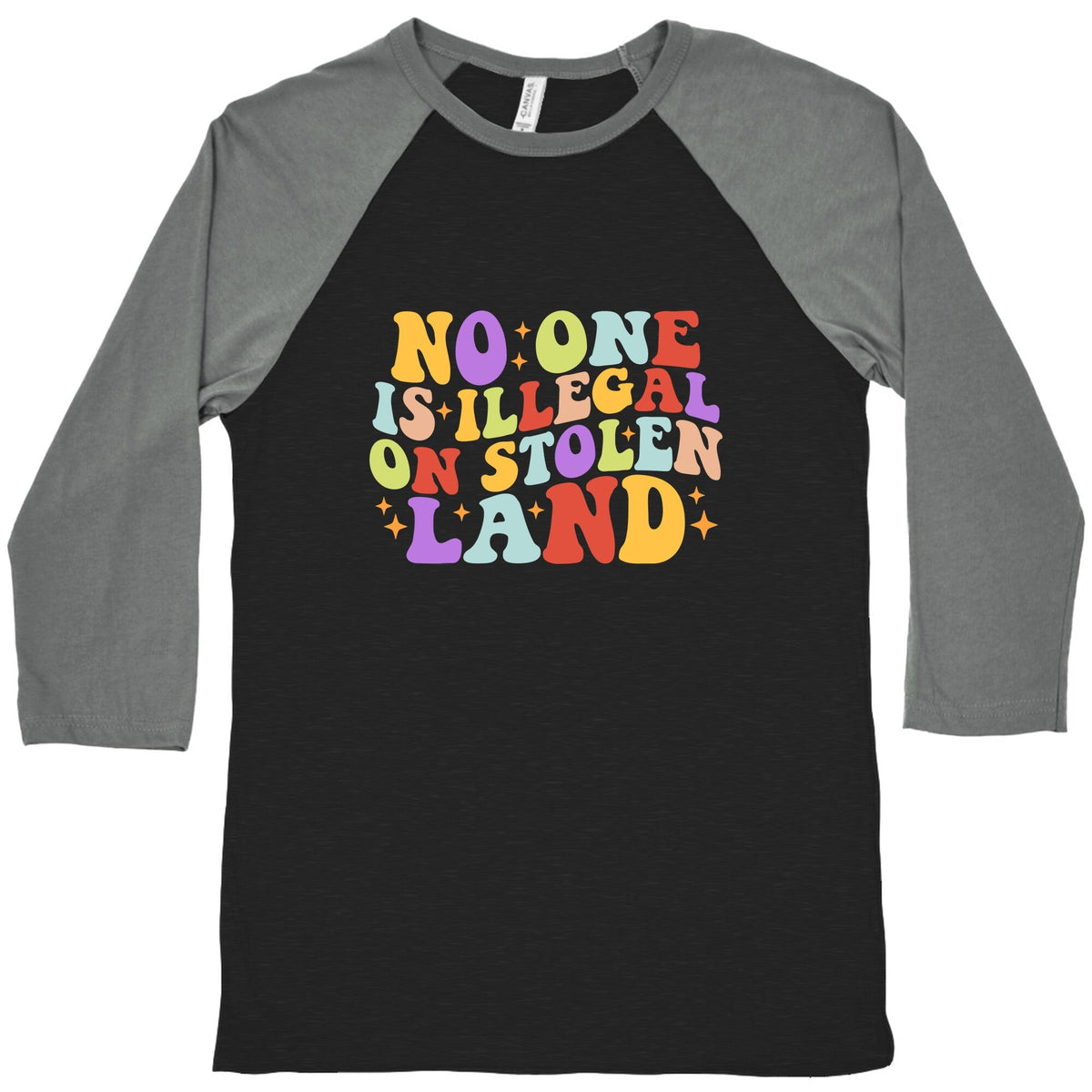 No One Is Illegal On Stolen Land Retro Baseball Tee Unisex