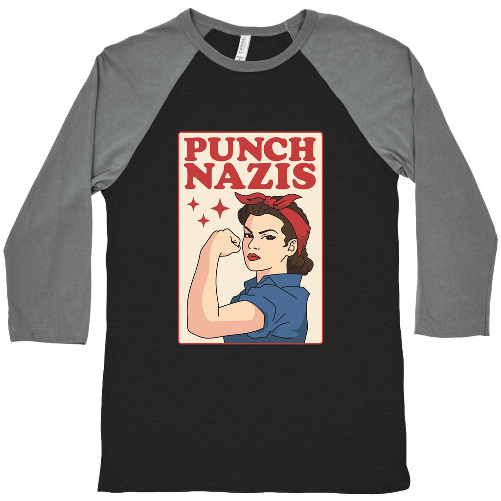 Punch Nazis Baseball Tee Unisex