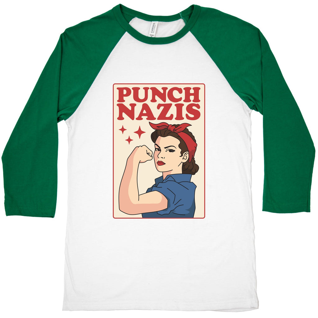 Punch Nazis Baseball Tee Unisex