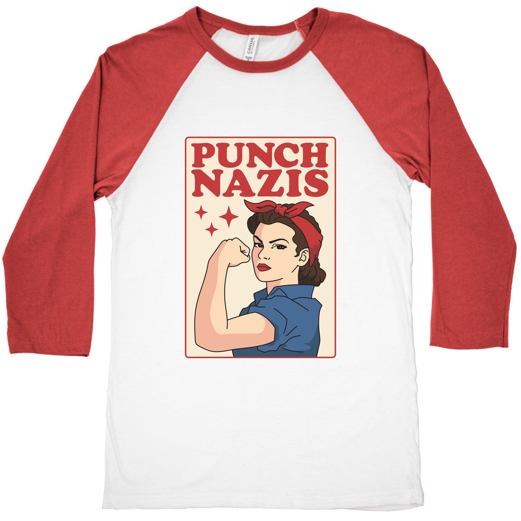 Punch Nazis Baseball Tee Unisex